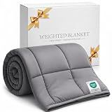 Smart Queen Weighted Blanket 5lbs (41”x60”,Grey) Throw Size Soft Cooling Heavy Blanket for Sleeping, Breathable All Season Comfort with Premium Glass Beads,Machine Washable
