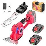 Cordless Hedge Trimmer, 2-in-1 Hedge Trimmer, Ultra Long Battery Life with Battery*2, high-Power and high-Capacity Grass Trimmer for Gardens, Yards and lawns, Including Charger