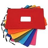 Canvas Tool Bag With ID Window And Blank Cards – Large Zipper Tool Pouches Organizer – Heavy Duty Small Tool Bag – 12 x 7 inch Zipper Bag – 7 Pieces 7 Colors