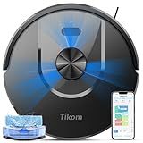 Tikom Robot Vacuum and Mop Combo, 6000 Pa Automatic Robotic Vacuum Cleaner, Smart Mapping, 150 Min Max, Ideal for Pet Hair, Hardfloors, Carpets, Home(L8000 Pro)