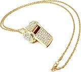 Little Syohe Gold Bling Whistle, Metal Crystal Rhinestone Whistle, Shining Whistle with Chain for Decoration, Stylish Whistle for Coaches, Referees,Teacher, Cheerleading (Gold)
