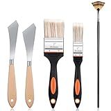 5 Pieces Painting Knife Set Background Blender Brush and Fan Blender Artist Brush Stainless Steel Palette Knife 2 Inch and 1 Inch for Oil Canvas Acrylic Painting