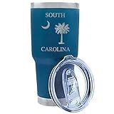 Palm City Products Premium 30 oz Patriotic South Carolina Flag Engraved Tumbler with Slider Lid - Ideal for Veterans Day Gifts and Proud South Carolinians