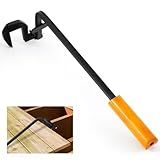 Teenyyou Deck Board Straightening Tool Heavy Duty Carbon Steel Deck Tool for Straightening Bending Boards and Joists, Cushioned Handle for Kneeling to Maintain Pressure(1.77 Inch Wide Hook,Yellow)