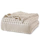 PHF Lightweight 100% Cotton Waffle Blanket for Bed, King, Light Taupe