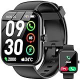 Smart Watch with Alexa Built-in, 1.83" HD Touchscreen Fitness Tracker, Bluetooth Notifications/Calls, IP68 Waterproof, 120+ Sport Modes, 24/7 Heart Rate & Sleep Monitor for iPhone Android iOS (Black)