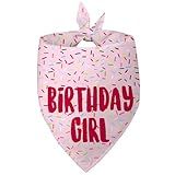 Birthday Girl Dog Bandanas 1 Pack, Pink Donut Theme Dog Scarfs Bibs, Triangle Reversible Pet Scarves for Birthday Girl Handkerchief for Small Medium Large Dogs (Pink, Large)