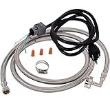 Eastman Quick-Connect Dishwasher Installation Kit, 6 Foot Supply Line, 3/8 Inch Compression x 3/4 Inch FHT, 3-Prong Straight Power Cord, Braided Stainless Steel Dishwasher Connectors, 41140