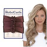 RobeCurls Original Heatless Hair Curler Set with 2 Scrunchies - Patented Satin Curling Headband with Wire Hold for Heatless Curls Overnight - Gentle Hair Curlers to Sleep In for Women & Kids, Mocha
