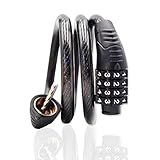 Jokmae Long Coiled Security Resettable Combination Bike Cable 4 Digit Lock, Anti-Theft Accessories for Mountain and Road Bike, Electric Bicycle, Scooter, 32 inch