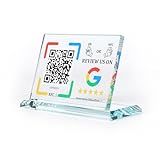 Crystal Display Stand with NFC Chip & QR Code - Compatible with Google Business Page Easy Access for Customer Reviews, Boost Business Reviews, No Monthly Fees, One-time Purchase for Lifetime Use