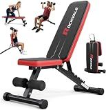 Rockvale Adjustable Weight Bench for Home Gym, Workout Bench with 9 Backrests for Chest Shoulders Arms, Compact and Foldable Strength Bench for Small Space Apartment Room
