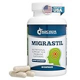 Basic Vigor Migrastil Migraine Support Capsules. Feverfew, Magnesium, Taurine & Vitamin B1 for Migraines Natural Supplement. Made in The USA. Vegan and Gluten Free.