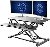 VIVO 32 inch Desk Converter, K Series, Height Adjustable Sit to Stand Riser, Dual Monitor and Laptop Workstation with Wide Keyboard Tray, Black, DESK-V000K