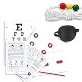 7.5 ft Vision Convergence Beads Training Kit – Snellen Eye Chart, Eye Patch & 2 Strabismus Correction Cards for Convergence Insufficiency Therapy, Lazy Eye (Amblyopia) & Eye Coordination Exercises