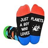 HAPPYPOP Space Gifts Socks for Boys - Gifts for Space Lovers, Crazy Planet Socks for Boys 7-9 Years