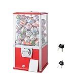VEVOR Gumball Machine, 21" Height Home Vending Machine, PS Bouncy Balls Dispenser, Hold 180 Capsule Toys, Rectangle Bubble Gum Machine for Game Stores, Coin Operated Gumball Bank, Red