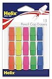 Maped Helix USA - Classic Pencil Cap Erasers, 15-Pack - Smear-Free Homework Corrections - Vibrant Colors & Safe Materials - Ideal for Students