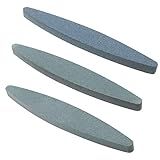 Micro Traders 3Pcs Boat Shaped Whetstone Sharpening Stone 120 Grit 150 Grit 240 Grit Hand Tools for Lawn Mower Blades Machetes Axes Shovels (HD755)