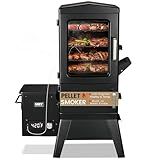 Pellet Smoker with Cover, Electric Wood Pellet Smoker Grill With Meat Probe and Hook, 616 Sq in Cooking Area LED Display Temperature Control, Outdoor Cooking, Patio, Garden Barbecue