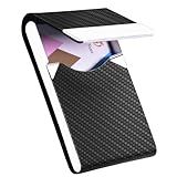 HUAHAITGCH Business Card Holder with Ultra Slim Design,Business Card Case with Premium PU Leather,Suit Pocket Metal Card Holder for Women/Men,Professional Name Card Holder with Magnetic Shut (Black1)