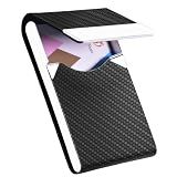 HUAHAITGCH Business Card Holder with Ultra Slim Design,Business Card Case with Premium PU Leather,Suit Pocket Metal Card Holder for Women/Men,Professional Name Card Holder with Magnetic Shut (Black1)