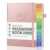 Password Book with Alphabetical Tabs, Password Keeper Book for Seniors, Hardcover Password Notebook for Individual & Colorful Tabs, Password Organizer for Website Logins, 5.3" x 7.7", Rose Gold