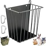 LUAVIARU Upgrades Rabbit Hay Feeder - Guinea Pig Hay Feeder - Metal Frame Hay Rack with Adjustable Hook - Less Wasted - for Guinea Pigs - Chinchilla Bunny Cage Accessories - Bunny Feeder