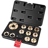 11Pcs Brass Router Bushing Guide Set, Router Template Guide with Lock Nut Adapter, Compatible with Porter Cable Style Router Sub-Bases, for Dovetailing, Cut Out Work & Woodworking Router Accessories