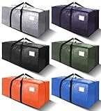 VELVETSURE Heavy Duty Extra Large Moving Bags W/Backpack Straps - Strong Handles & Zippers, Storage Totes For Space Saving, Fold Flat, Alternative to Box and Bin (Set of 6, Multicolor)