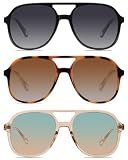 YDAOWKN Retro Square Aviator Sunglasses for Womens Mens Vintage 70s Double Bridge Sun Glasses