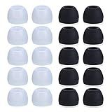 Blacell 20 Pcs Medium Silicone Earbud Cap Tip Cover Replacement - 10 Black, 10 Clear Title