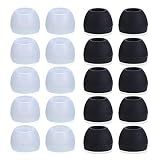 Blacell 20 Pcs Medium Silicone Earbud Cap Tip Cover Replacement - 10 Black, 10 Clear Title