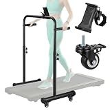 Leinuosen 24.4 Inch Wide Handle Bar for Walking Pad Only with Phone Holder and 4 Wheels Adjustable Handrail Height from 41.37 to 50.03 Inch Comfortable Grip Stainless Steel Frame Stable, with Handle