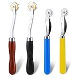 4PCS Tracing Wheel, Professional Stitch Marking Spacer, Wood and Stainless Steel Pounce Wheel for Sewing Patterns with Wooden Handle and Plastic Handle for Tracing Paper and Leather Crafts