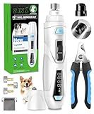 Dog Nail Grinder & Clipper 2-in-1 Set - 25dB Ultra Quiet with 3 Grinding Wheels & 2 LED Lights, Rechargeable for Large/Puppy Dogs & Cats, 3-Speed Adjustable for Anxious Pets