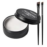 QUEEJOY 20g White Brow Mapping Paste Brow Contour Paste Brow Lip Shape Position Tool,2pcs Eyebrow Brush Set, Mapping Tool for Sketching Contouring the Eyebrow and Lip