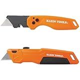 Klein Tools 44312 2-Piece Folding Utility Knife and Slide-Out Knife Set, FLICKBLADE, Retractable with On-Tool Blade Storage, Includes 5 Blades