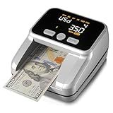 AROHANI Counterfeit Bill Detector with 2.8" Digital Screen, Accurate UV/MG/IR/Image/Size Detection, 4-Way Orientation & Portable Counterfeit Money Detector Machine, Compatible with USD & EUR, Silver