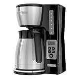 BLACK+DECKER 12 Cup Thermal Programmable Coffee Maker with Brew Strength and VORTEX Technology, Black/Steel, CM2046S