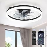LEDIARY 20" Low Profile Ceiling Fans with Lights, APP & Remote, Black