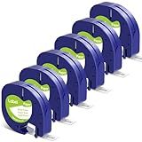 6-Pack Paper Black on White Tape Compatible for DYMO Label Maker Refills 91330, Compatible for Letratag LT-100T LT-100H Refills, 1/2 inch x 13 feet (12mm x 4m)