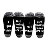 LEVLO Loan Officer I Got Problems But Closing Loans Ain't One Men Cotton Socks Mortgage Consultant Gift (2 Pairs/Set - Mid Calf - 1)