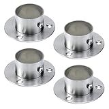 Antrader 4-Pack Stainless Steel Closet Rod Flange 1.5 Inch Dia. Adjustable Socket Bracket Support Holder for Pipe（Silver）