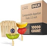 10,000 Bamboo Appetizer Forks, 3.5" Disposable Bamboo Fork for Charcuterie, Mini Forks for Appetizers, Cocktail Forks for Weddings, Small Appetizer Picks