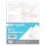 W3 Transmittal Tax Forms 2025, 10 Form W-3 Summary Laser Forms for Transmittal of Wage and Tax Statements, W-3 Forms, Compatible with QuickBooks and Accounting Software, 10 Pack