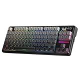 Redragon K743 PRO GB 80% Gasket RGB Gaming Keyboard w/Hype 1.14’’ TFT Screen & Knob, 84 Keys Mechanical Keyboard, 5-Layer Noise Dampening, Hot-Swap South-Facing RGB Socket, Gradient PBT Keycaps