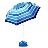 Fisqueen 8FT Large Beach Umbrella with Level 7 Wind Resistance Sand Anchor Sand Bag, Portable Outdoor Umbrella with UPF50+ UV Protection, Tilt Sun Shelter for Beach, Patio, Yard