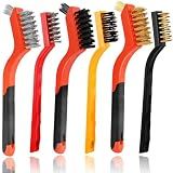 6PCS Wire Brushes for Cleaning Rust, Nylon, Brass & StainlessSteel Bristles