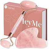BAIMEI IcyMe Rose Quartz Roller & Gua Sha Set, Cooling Face Roller for Depuffing & Lymphatic Massage, Sculpting Tool for Face, Eyes & Neck, Smooth Skincare Gift for Women and Men